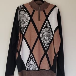 Men's Pull-over Zip Up Multi-Color Sweater